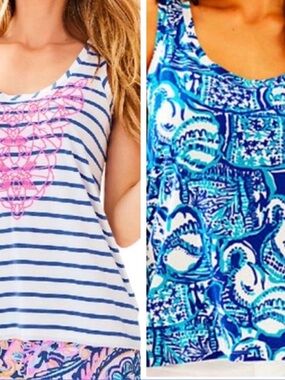 Lot of 2 Lilly Pulitzer Crayton tank tops, Small